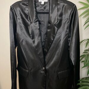 Black Satin Blazer with Modern Cut
